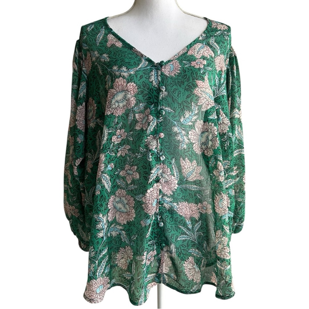 Torrid Chiffon Lurex Button-up Blouse